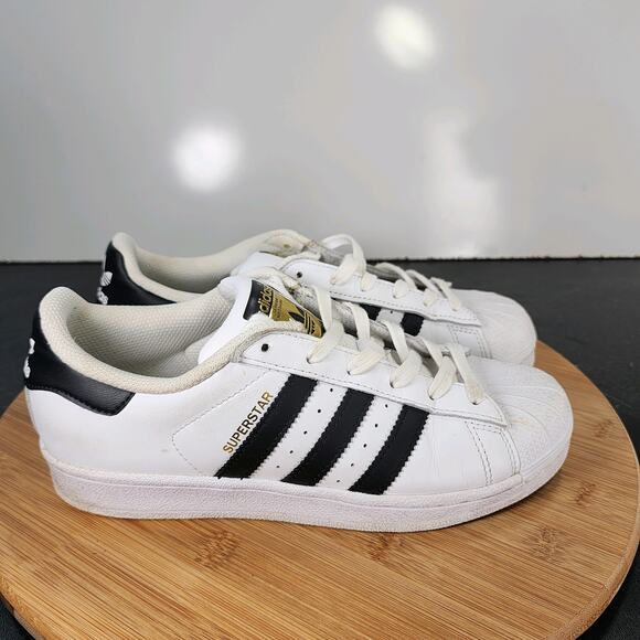 adidas Shoes - Sz 5 Youth Fit 6.5Women's Adidas Superstar 010791 White Black Leather Sneakers